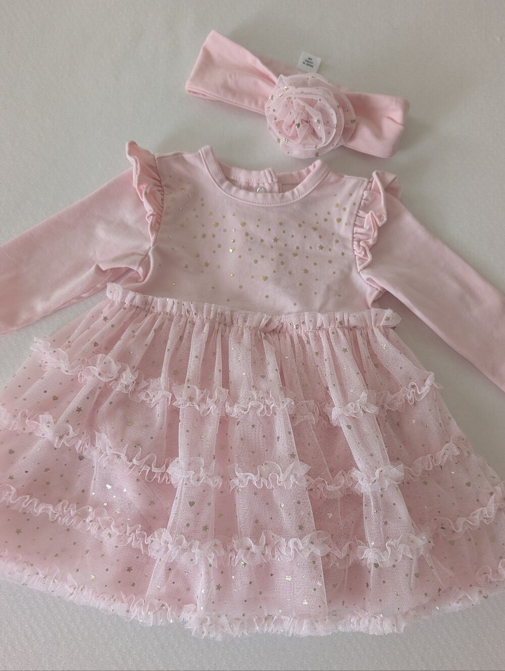 Little Me Girls Spray Shine Tutu Dress & Headband Set 3M Pink Holiday